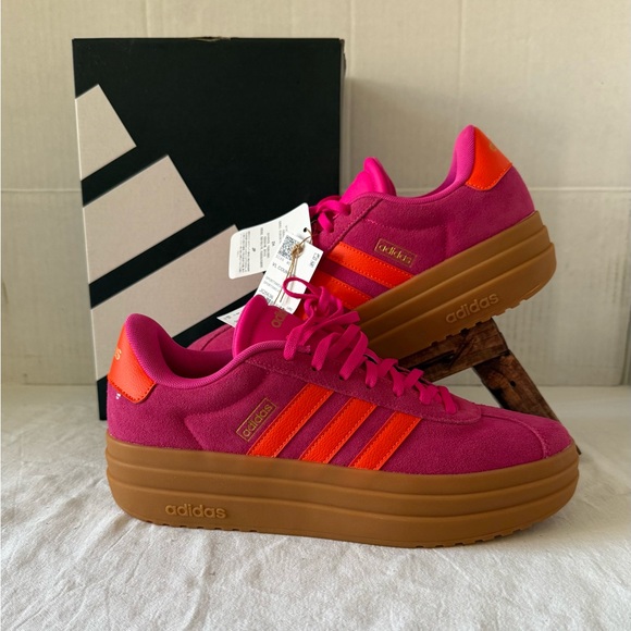 adidas Shoes - Adidas VL Court Bold Shoes Womens Sz 7 Shock Pink/Orange Sneakers JQ5636